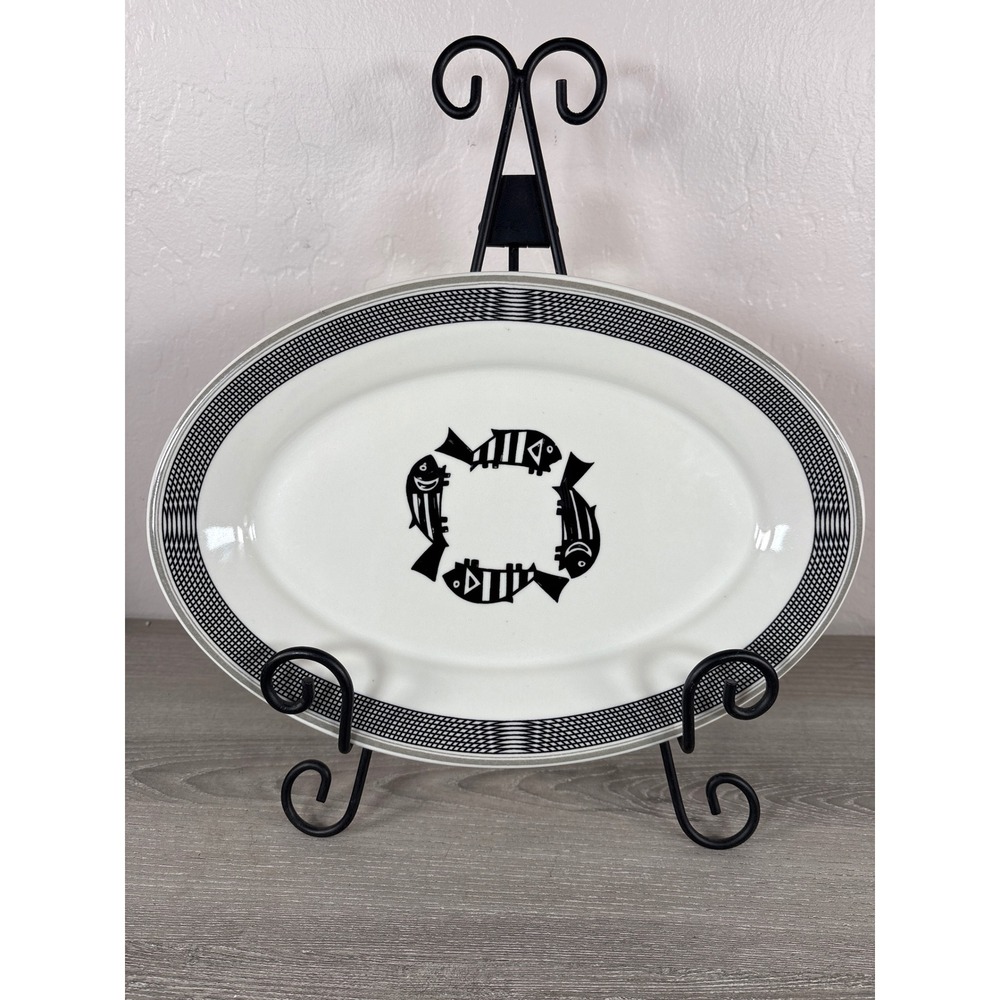 HF Coors Santa Fe Dining Car Service Mimbreno Indian Fish Oval Platter Black